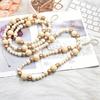 Wooden Bead Christmas Garland 7.41ft Long Festival Tree Decoration For Mantels Staircase Holiday Party Centerpieces