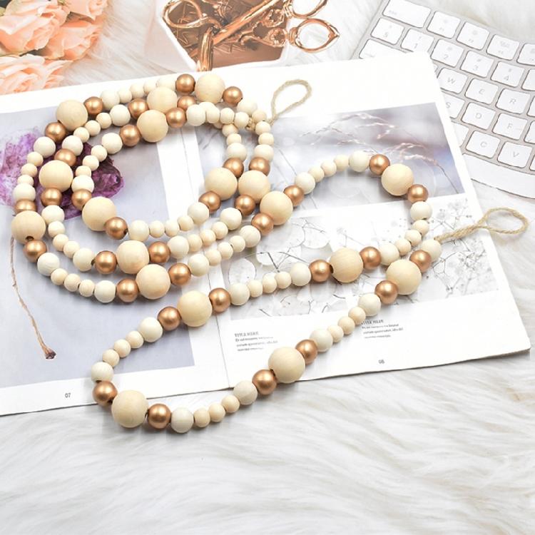Wooden Bead Christmas Garland 7.41ft Long Festival Tree Decoration For Mantels Staircase Holiday Party Centerpieces