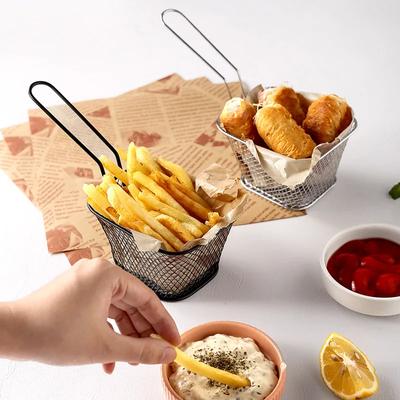 Stainless Steel French Fry Frying Basket Snack Frying Net Basket Oil Separating and Draining French Fry Basket