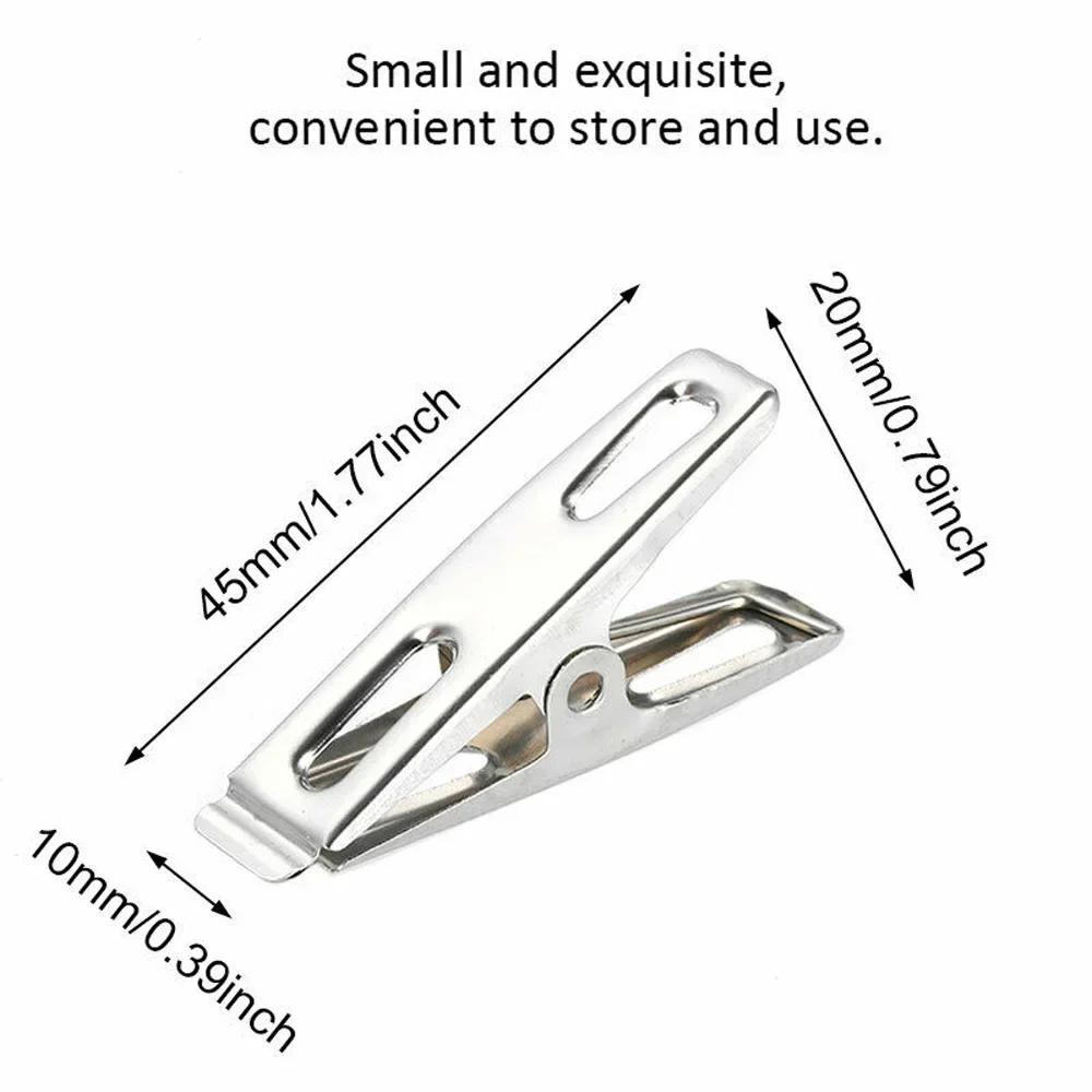 20/40Pcs Stainless Steel Clothes Pegs Washing Clips Household Clothing Sealing Clip Windproof Clips Hang Pins Metal Clips Clamps