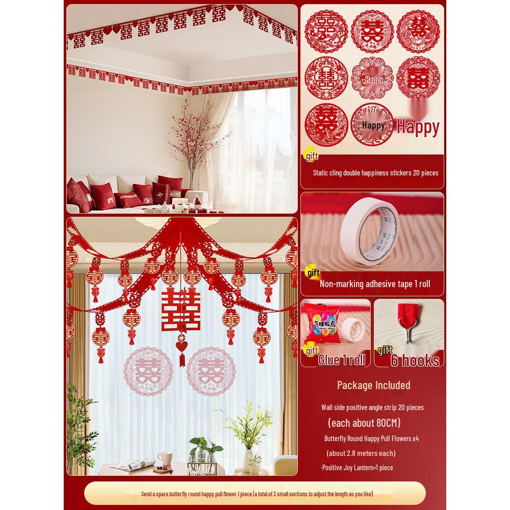 Complete Wedding Decoration Set: Bride's Room, Groom's New Home & Living Room Ceiling