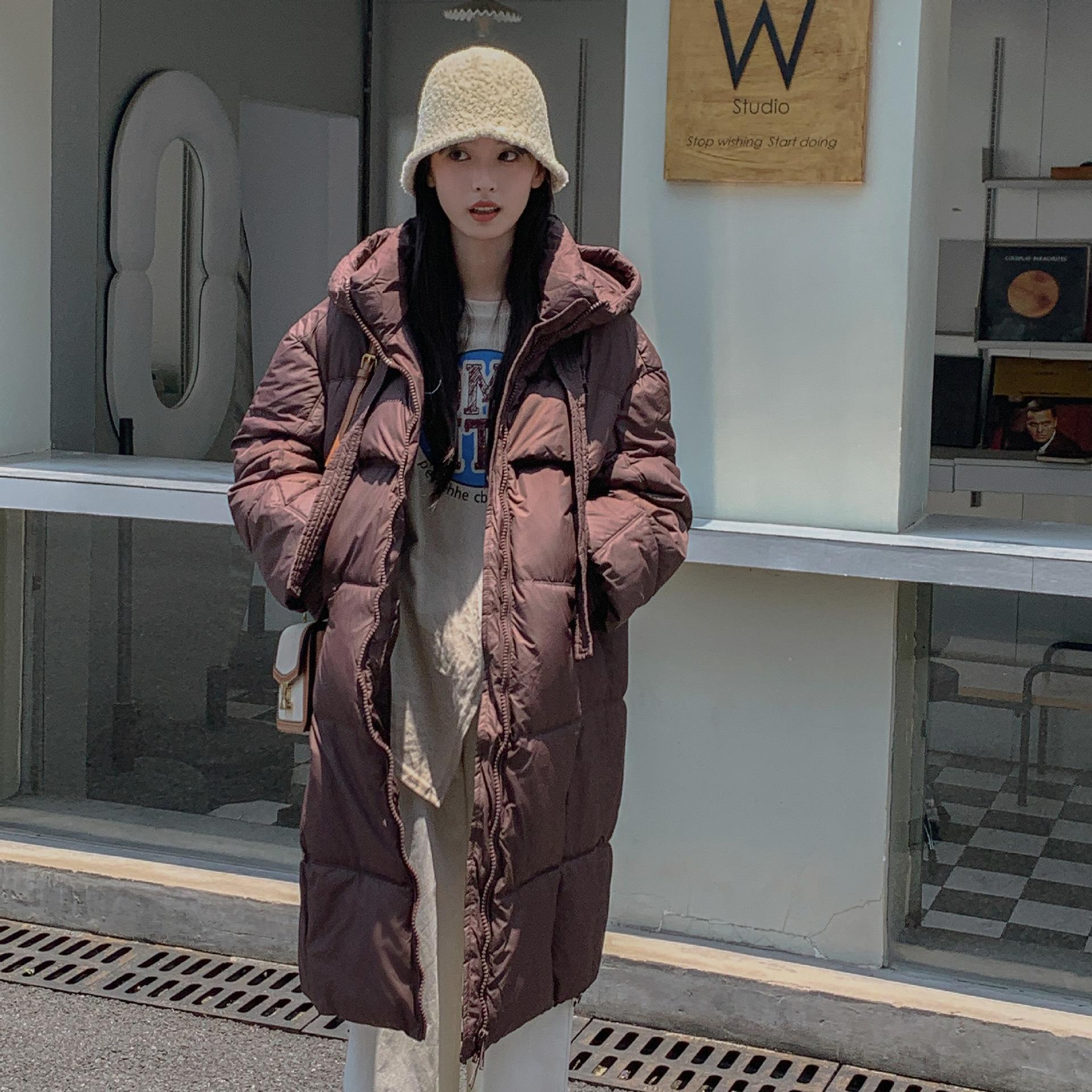 

Утолщенная пуховая хлопковая куртка женская длинная до колена корейская версия свободная хлопковая куртка куртка-пуховик зимняя новая стеганая куртка XXL фиолетовый