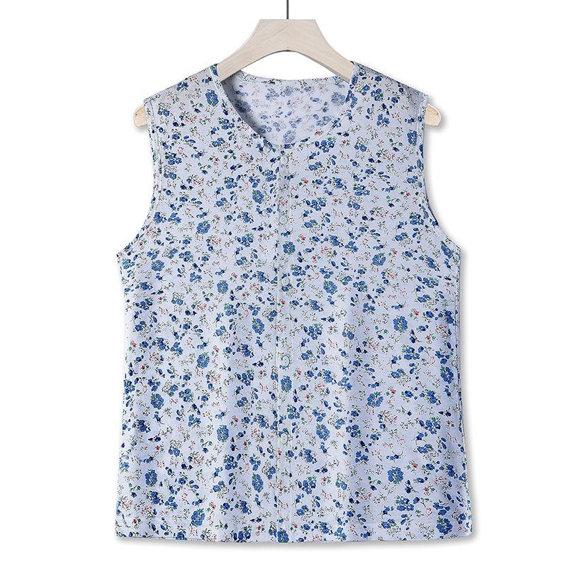 

Женская летняя одежда хлопковый жилет на пуговицах, майка без рукавов, кардиган-жилет для пожилых дам, пижама, домашний жилет 3XL (recommended 140-80kg) синий