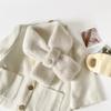Korean style minimalist and versatile furry collar scarf, autumn/winter faux rabbit fur neck scarf, solid color warm ambiance, cross-fur collar
