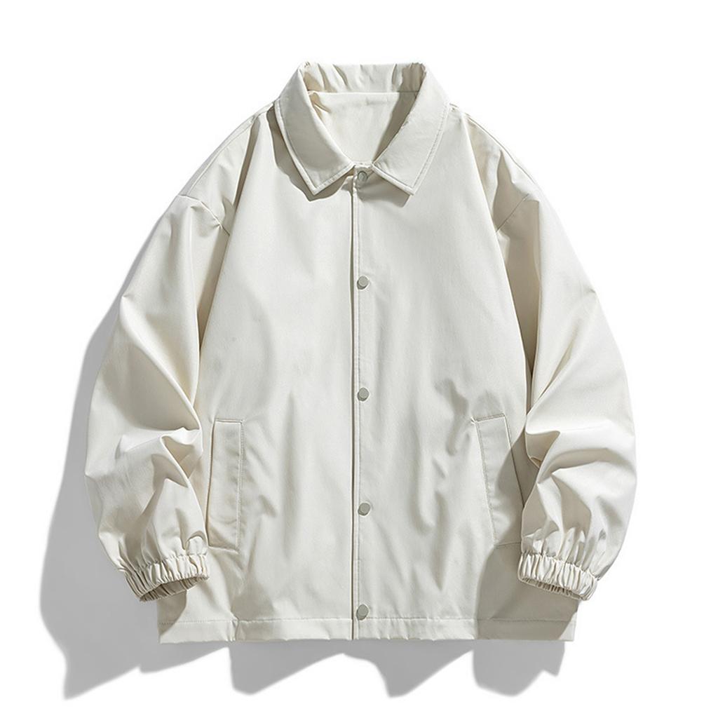 Men's Solid Color Lapel Jacket Couple's Casual Sports Long Sleeved Coat