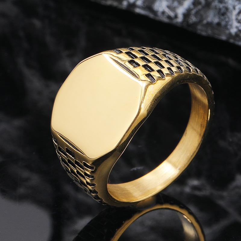 Cuervo, Anillo de Acero de Titanio, Anillo Dominante para Hombre de Negocios, Anillo Geométrico Sólido Simple