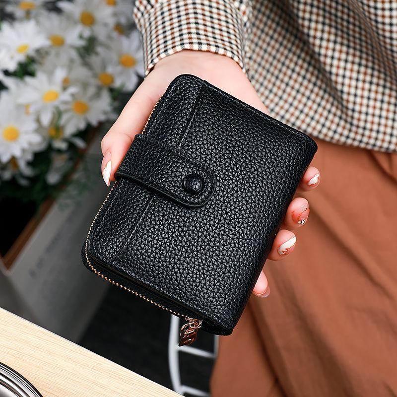 Women's wallet short lychee pattern mini simple and cute organ card bag fashionable multi-card ID clip wallet tide
