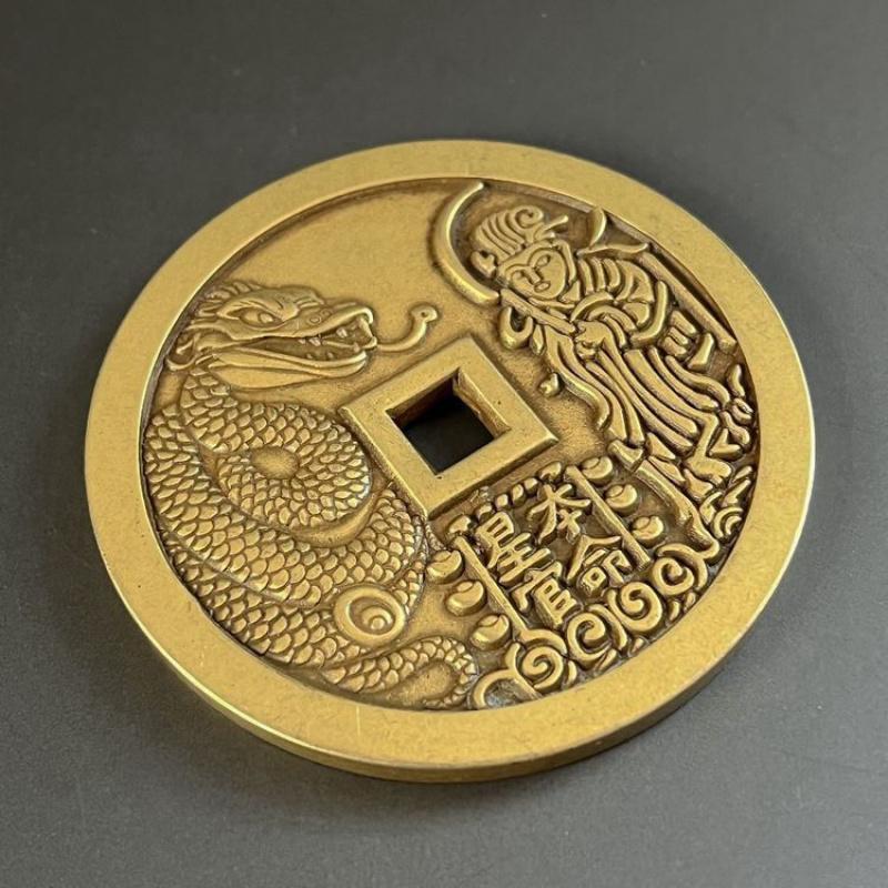 Brass Die-Cast Pendant Taoist Mountain Ghost Bagua Copper Coin Zhang Angel Craft Money