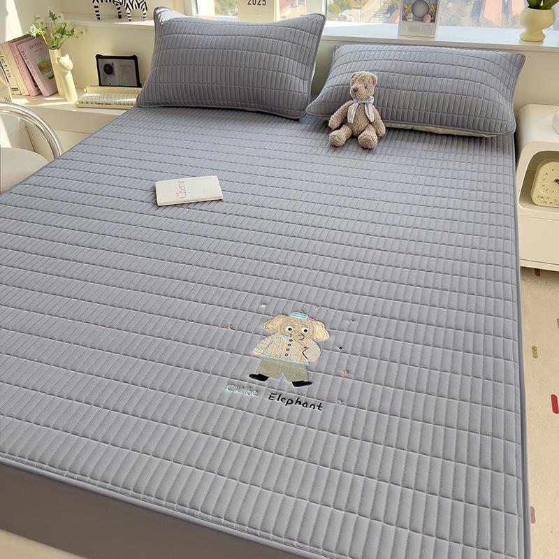 Embroidered Quilted Quilted Sheet, Single Piece Thickened Maternal and Infant Grade Bed Sheet, Student Dormitory Washable Bedspread, Fitted Sheet 90X200cm-single bed hat