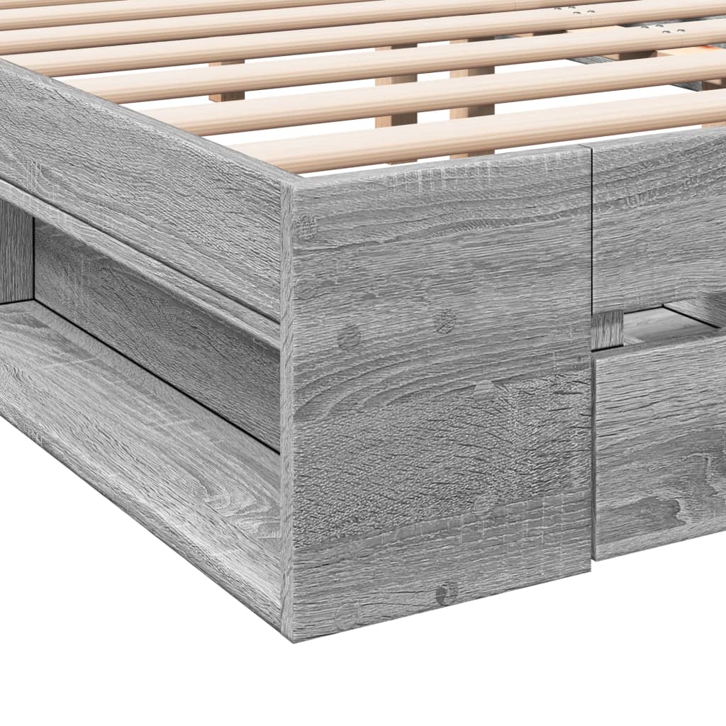 Bed Frame with Drawers Grey Sonoma 120 x 190 cm Particleboard
