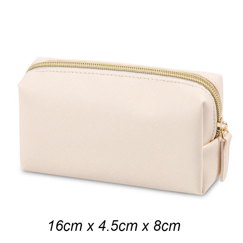 Solid Color Makeup Pouch Women Cosmetic Bag Waterproof PU Leather Travel Portable Wash Toiletry Storage Bag Organizer Purse