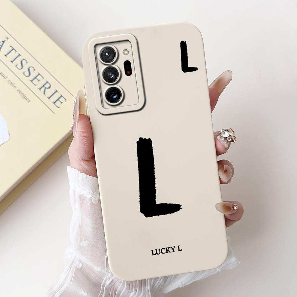 For Samsung Galaxy Note 20 Ultra Note20 Lucky Initial Letter Phone Case For Samsung Note 20 20Ultra 5G Soft Silicone Cases