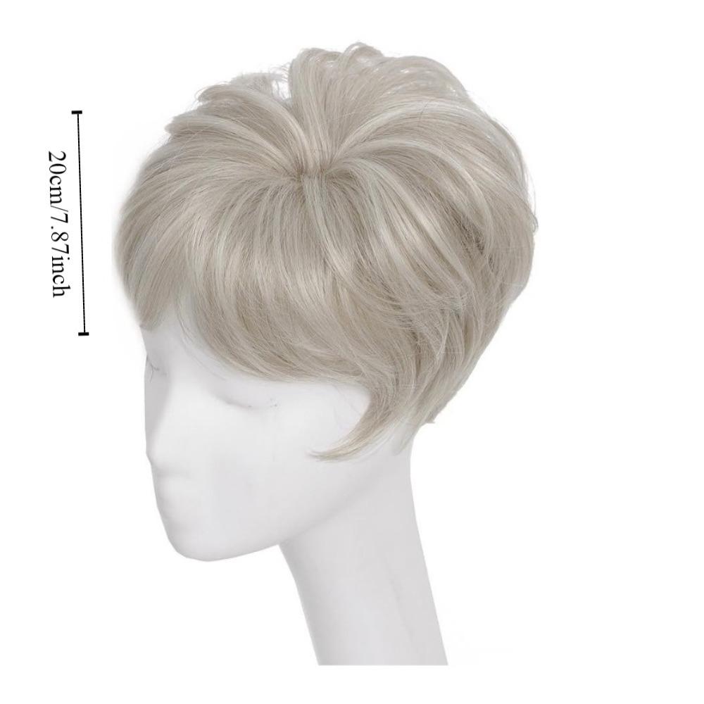 Hair Extensions Top Hair Bangs Replacement Wig Wavy Hair Piece Cover White Hair