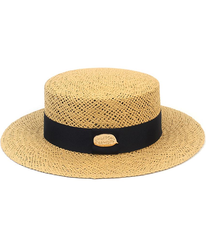 Beige Navy Line Panama Hat
