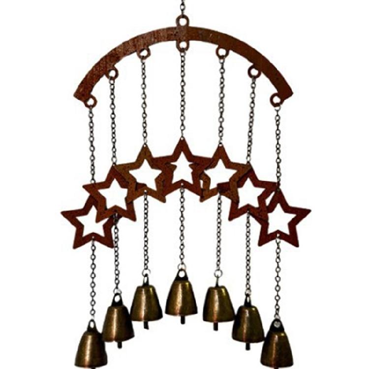 Heart Wall Decoration Hanging Western Five Pointed Star Decoration Metal Star Witch Chime Indoor Outdoor Decoration Hanging