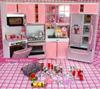 Cozinha de Tamanho de Boneca Deluxe Móveis de Casa de Bonecas Tamanho Barbie Mini Cozinha Infantil Conjunto de Culinária de Faz de Conta