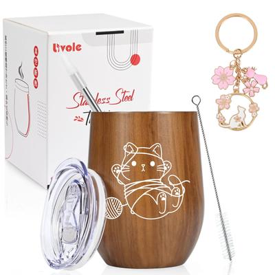 Livole Cat Birthday with with Cat Lover Keychain Included Tumbler, Goods, Present, Cute, Present, Women's, Warm/Cold, Lid, Straw, Cup, Present, Gift,