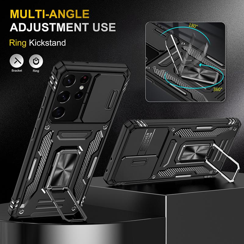 New Model Is Suitable for Samsung S25 Ultra Multi Function Ring Holder Mobile Phone Case S22 Guest Armor Anti Fall Case