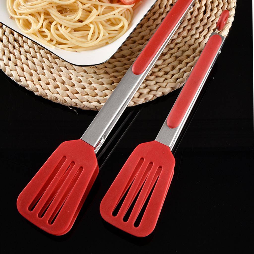 Kitchen Tongs with Silicone Tips Non-stick Food Clamp for Cooking Premium Stainless Steel Locking Cooking Tongs Heat Serving Utensils