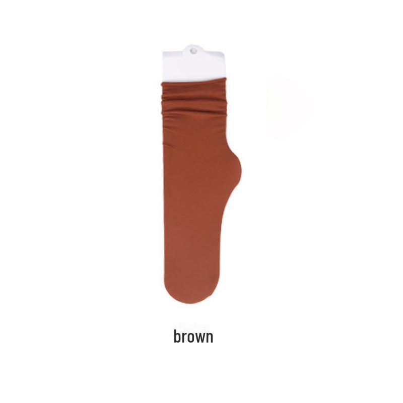 Women's Trendy Mid-Tube Ice Velvet Socks - Solid Colors and Fashionable Curls