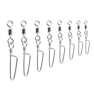 50 piezas/ Conector de Pesca de Acero Inoxidable Conector de Anillo en 8 Eslabones Giratorios con Imperdible Aparejo de Pesca Herramienta para Señuelos