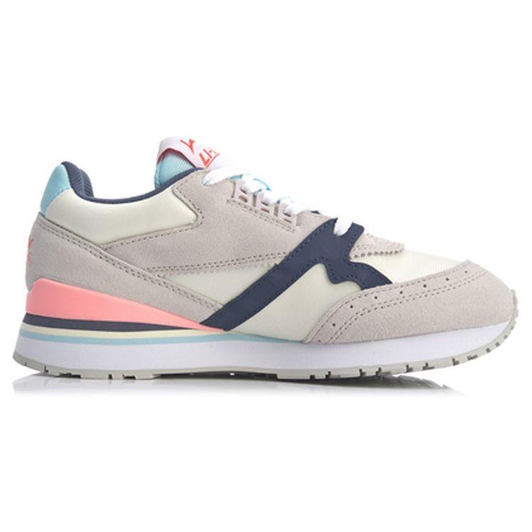 Li Ning 001 Shock Absorbing Non-Slip Wear-Resistant Low-Top Sports Casual Shoes Women Sneakers Gray Yellow Blue AGCQ088-2