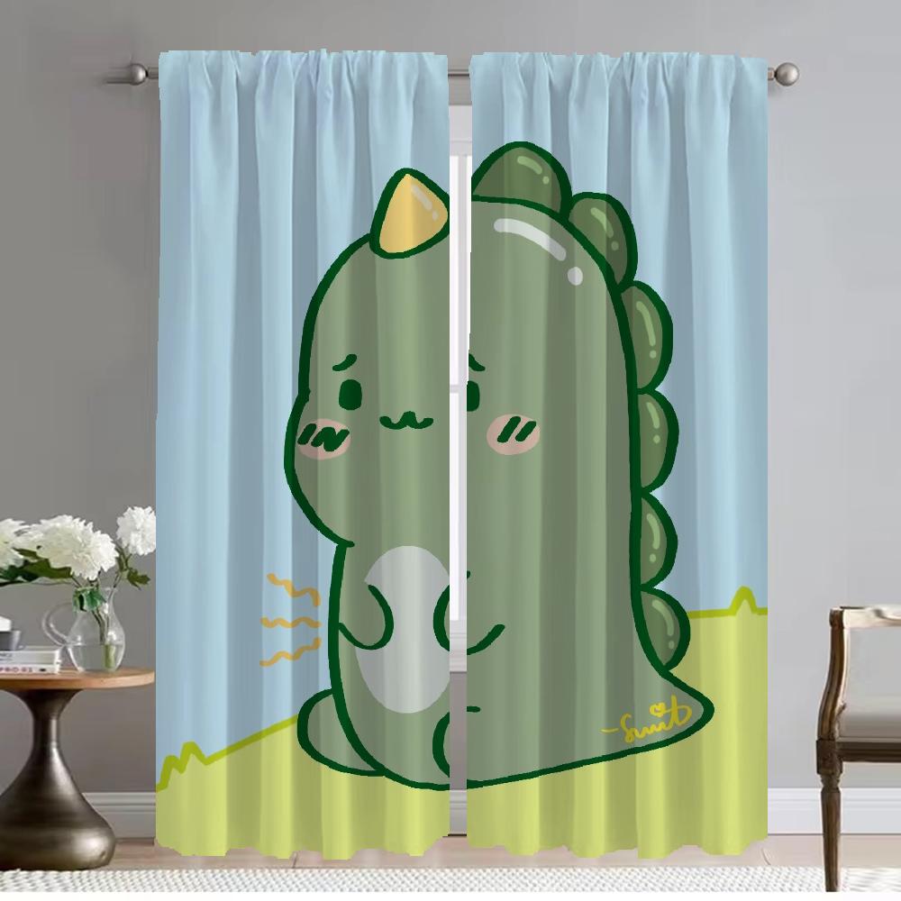 Verdunkelungsvorhänge für Wohnzimmer Kleiner Dinosaurier Fenstergardine Tüll für Schlafzimmer Halloween Dekoration Jalousien Raumteiler Küche