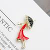 Pearl Drip Umbrella Girl Rhinestone Brooch: Versatile Anime Shirt Accessory