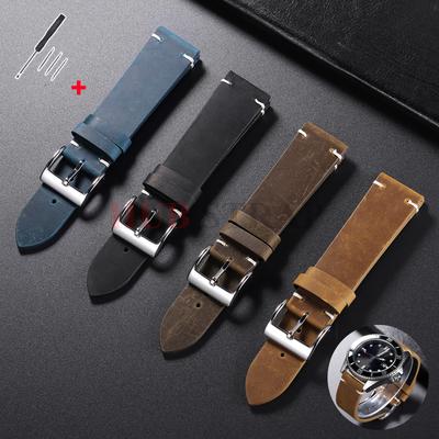18mm 20mm 21mm 22mm Vintage Olie-Wax Koeienhuid Horlogeband Kalfsleer Handgestikt Bandje voor Seiko voor Omega Smartwatch Polsband