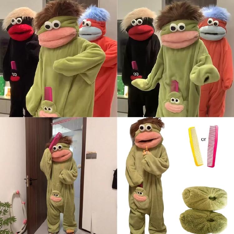 Unisex Jumpsuit Kostüm Set Mit Schuhen Und Kamm Styling-Accessoire Perfekt Für Foto-Requisiten Und Themen-Feiern