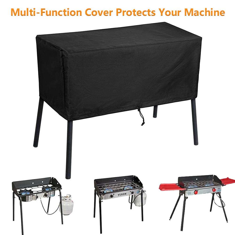 Black Silver Patio Cover for Burner Cover Stove Waterproof Cover 34.5 X 16 X 16 Inches