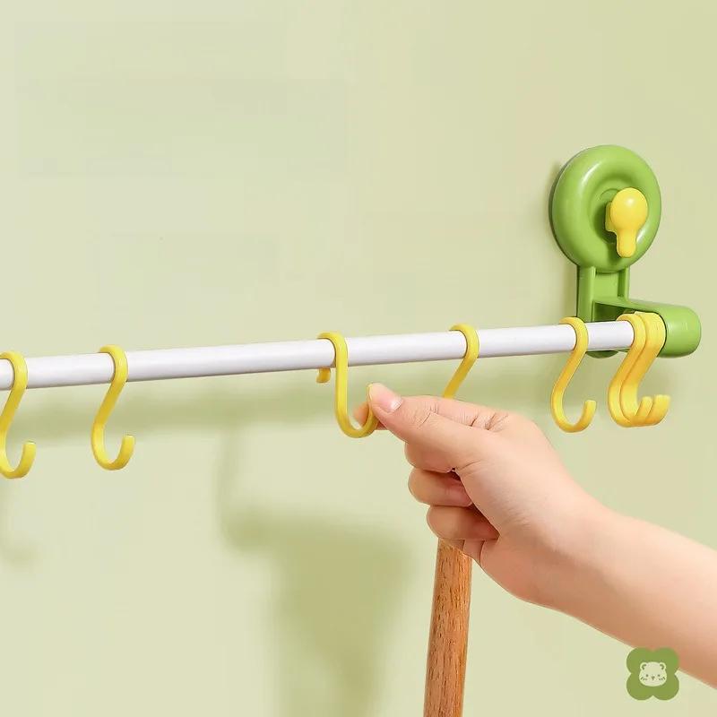 Dopamine Track Hook Suction Cup Kitchen Cabinet Door Invisible Hook Freely Adjustable Suction Cup with Row Hook