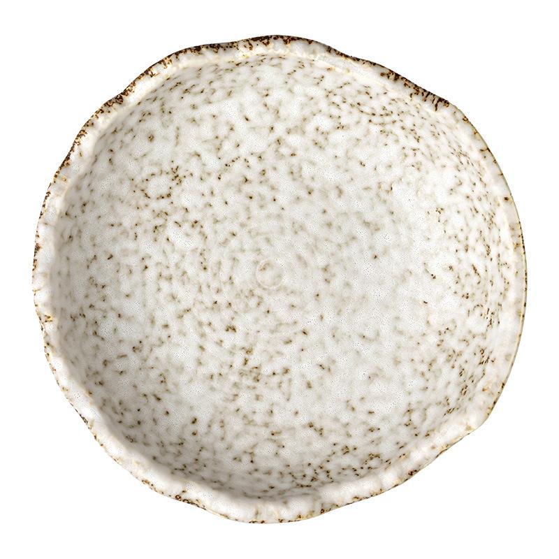 Artistic Concept Stone Pattern Ceramic Large Bowl Japanese-Style Household Special-Shaped Bowl Personalized Coarse Pottery Salad Bowl Restaurant Table