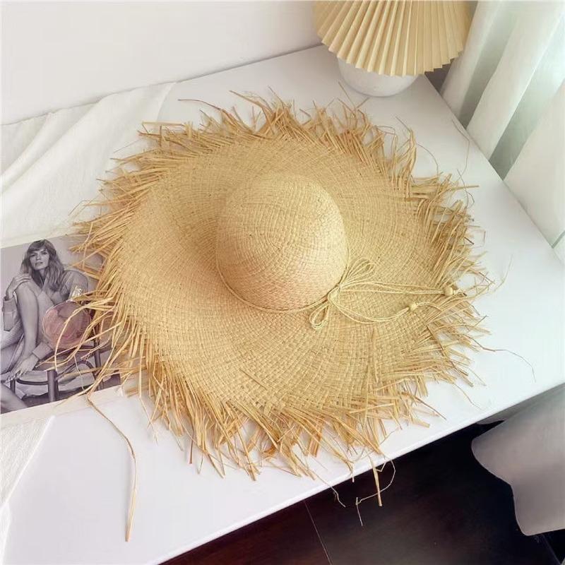 Summer Wind Big Brim Raffia Straw Hat Women's Beach Hat Travel Seaside Vacation Sun Hat