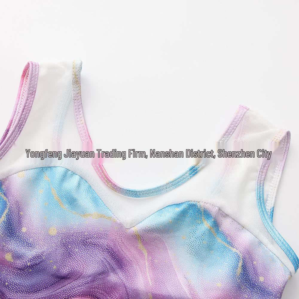 Silver Mesh Children's Gymnastics Leotard and Shorts Dancewear Set