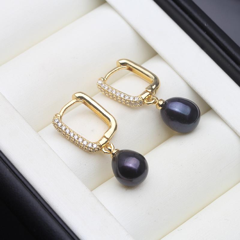 Freshwater Pearl Dangle Earrings For Women,18k Gold Plated River Pearl Drop Earring Wife Mother Gift White Black