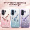 For vivo V60 5G Case Dragonfly Kickstand TPU Flowers Glitter Phone Cover