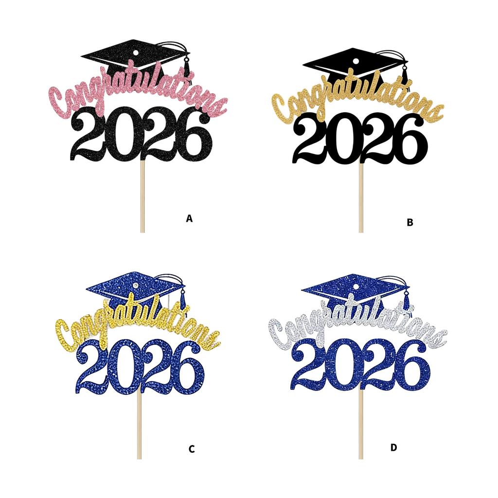 2026 Graduation Party Supplies 4PCS Cake Toppers With Paper Materials Design Paper Graduation Cake Inserts