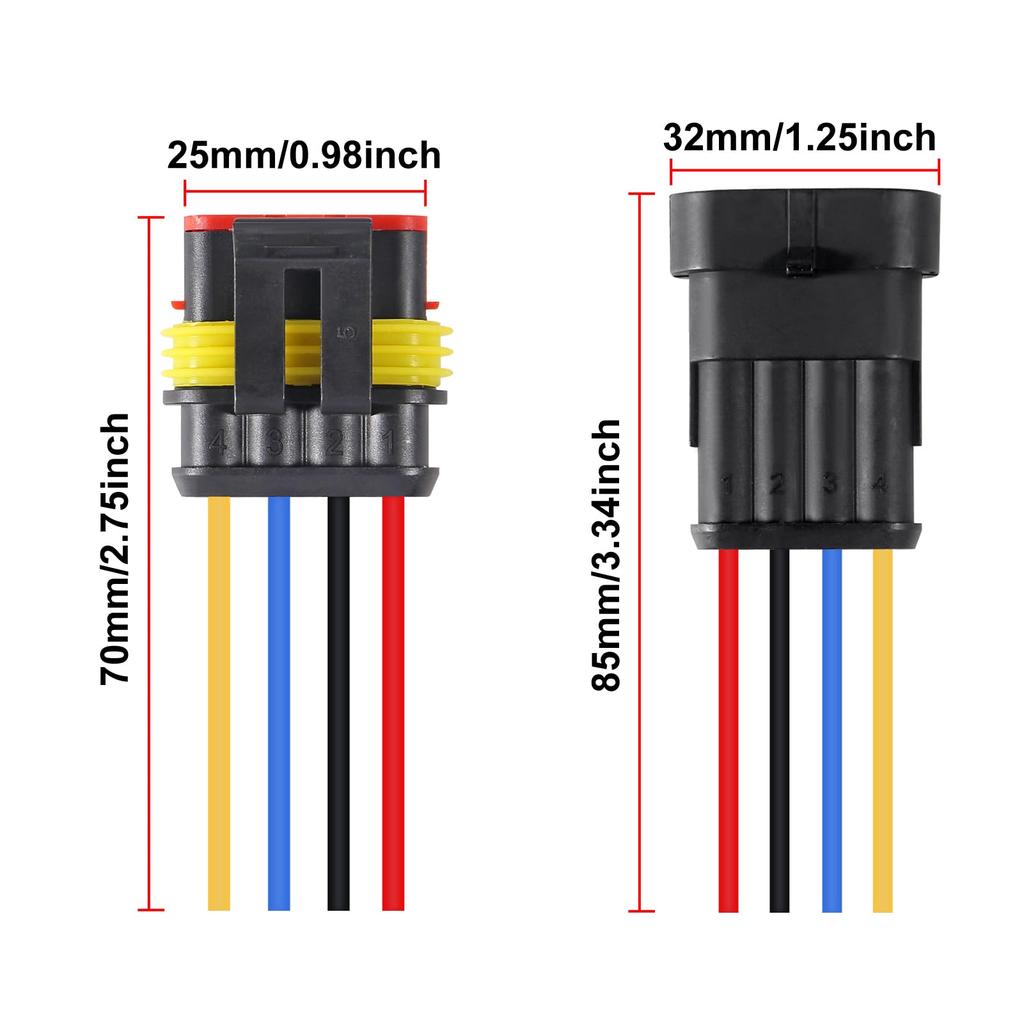 8 Pairs 4 Pin Connector Waterproof Electrical 4 Pin Plug