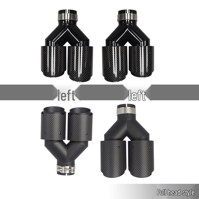 Y-typ koncovka výfuku z uhlíkových vláken s dvojitým výstupem (63-89mm), Černě lakovaný koncový díl výfuku pro úpravy automobilu