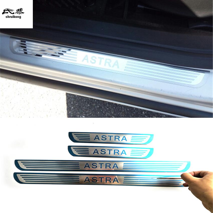 4pcs/SET Stainless Steel for 2009-2014 OPEL VAUXHALL ASTRA J Ultra-thin Car Door Sill Pedal Welcome Scuff Plate Cover