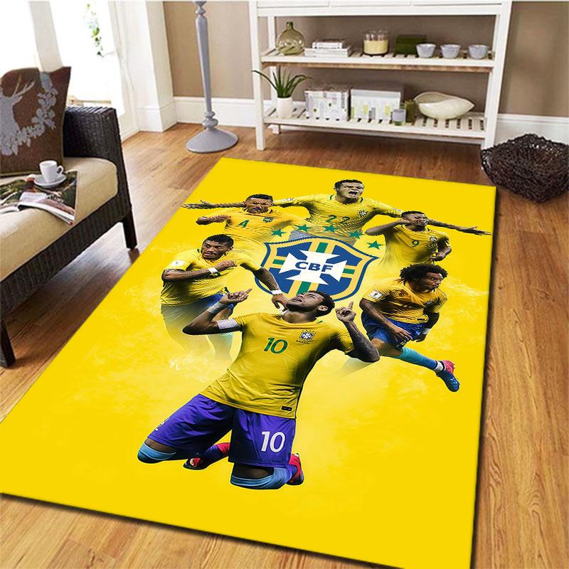 Brazil National Football Team Carpet Rug for Living Room Bedroom Home Sofa Decoration,Kids play Non-slip Floor Mat