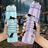 1PC Cat On Musical Staff Note Sketch Print 750ml Color Plastic Sports Water Bottle Leakproof Flip Straw Lid Suitable for Sports Office Home Use
