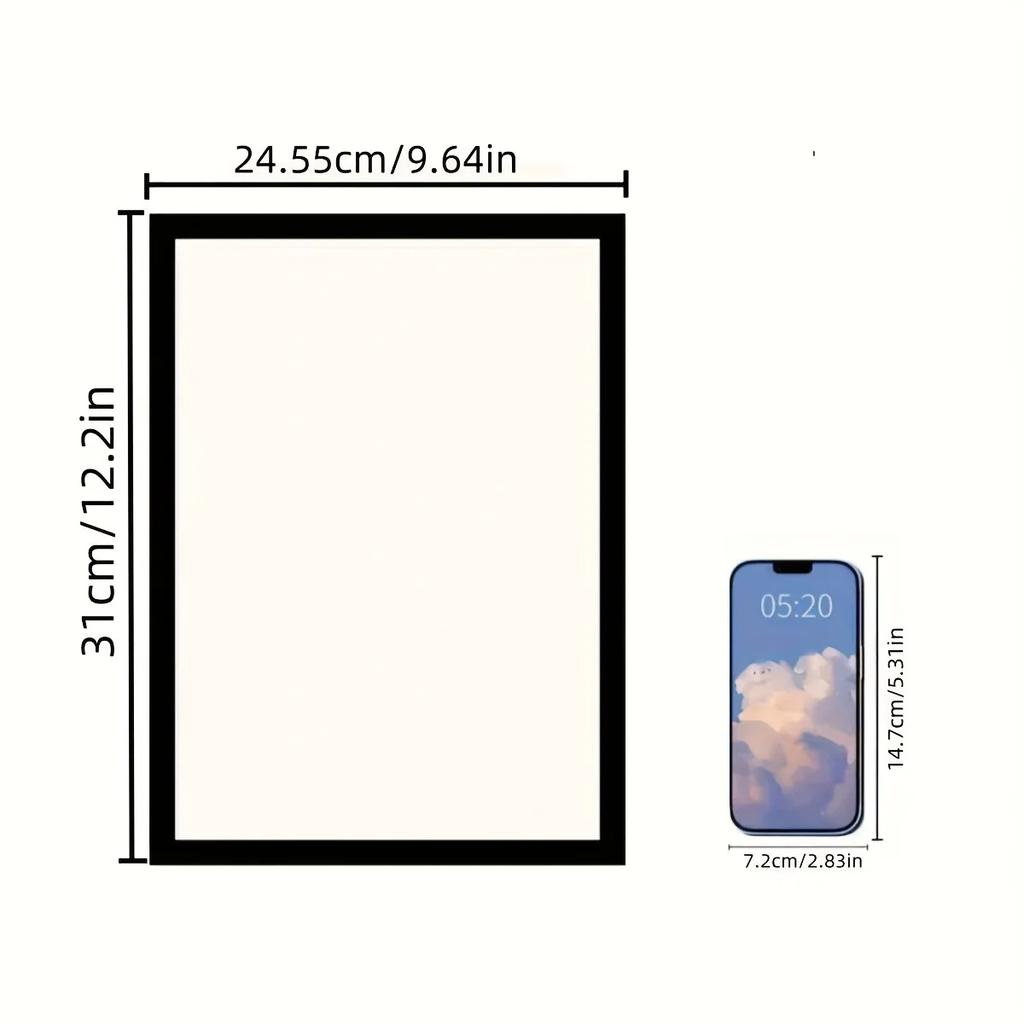 A4 Magnetic Picture Frames-Self-Adhesive Wall Mount for Diamond Art, Posters, Certificates, Maps & Stamps, Vertical Orientation.