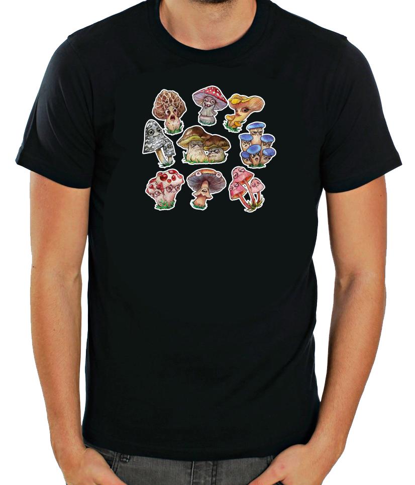 Fun Cartoon Mushroom Figures Short Sleeve Unisex T Shirt G559