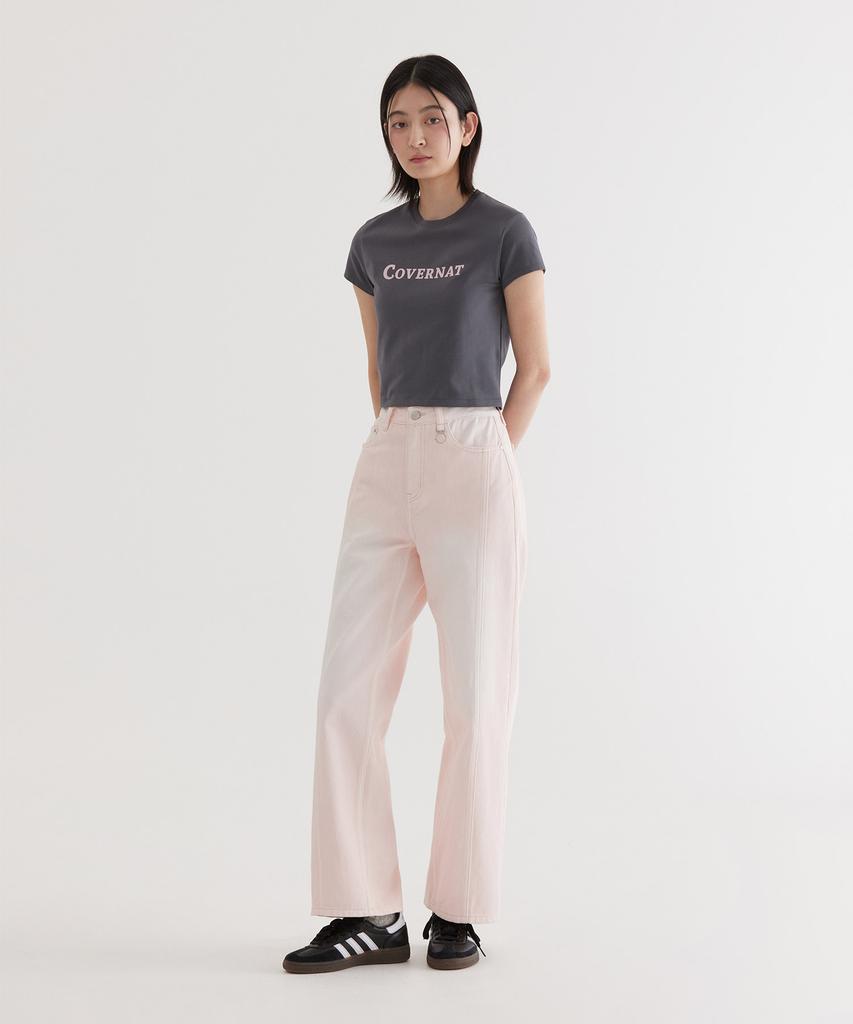 COVERNAT (W) Authentic Logo Baby Fit T-Shirt Charcoal