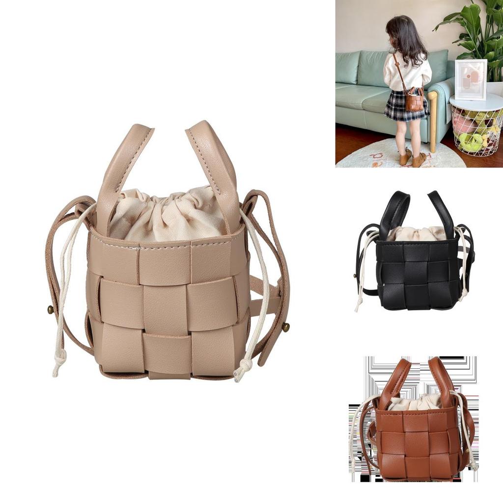 Childrens Crossbody Bag Pu Leather Fashion Weave For School Girls