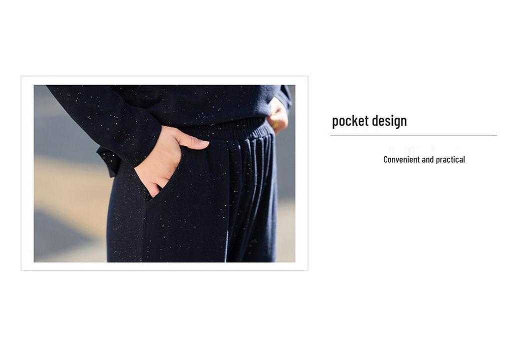 Elegant Spring Suit: Hoodie and Wide-Leg Trousers Set for Petite and Middle-Aged Women