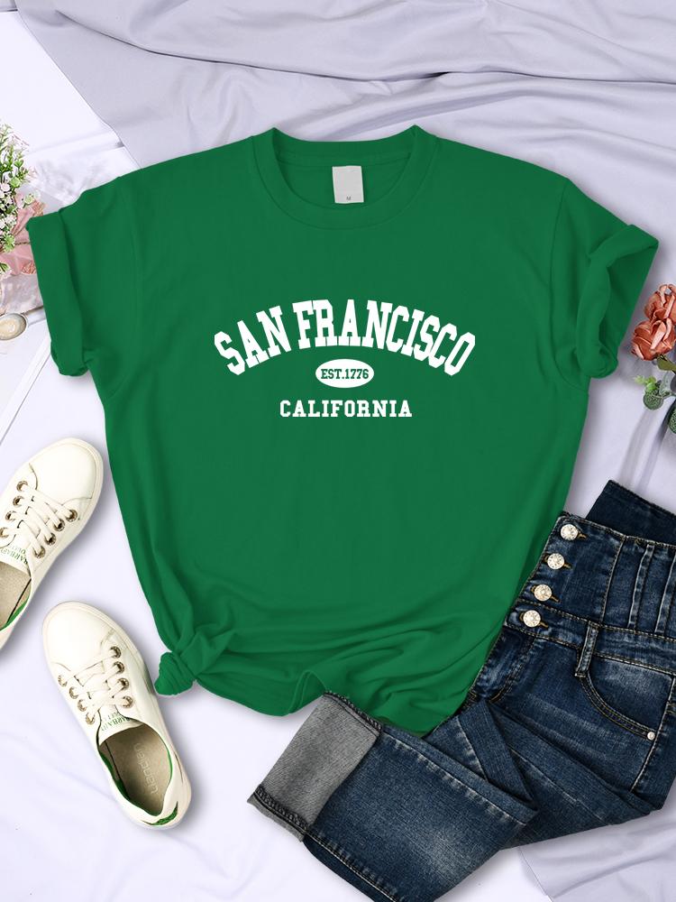 Sanfrancisco Est.1776 California Letter Street Women T-Shirt Casual Breathable Short Sleeve Fashion Personality Tees Soft Tshirt