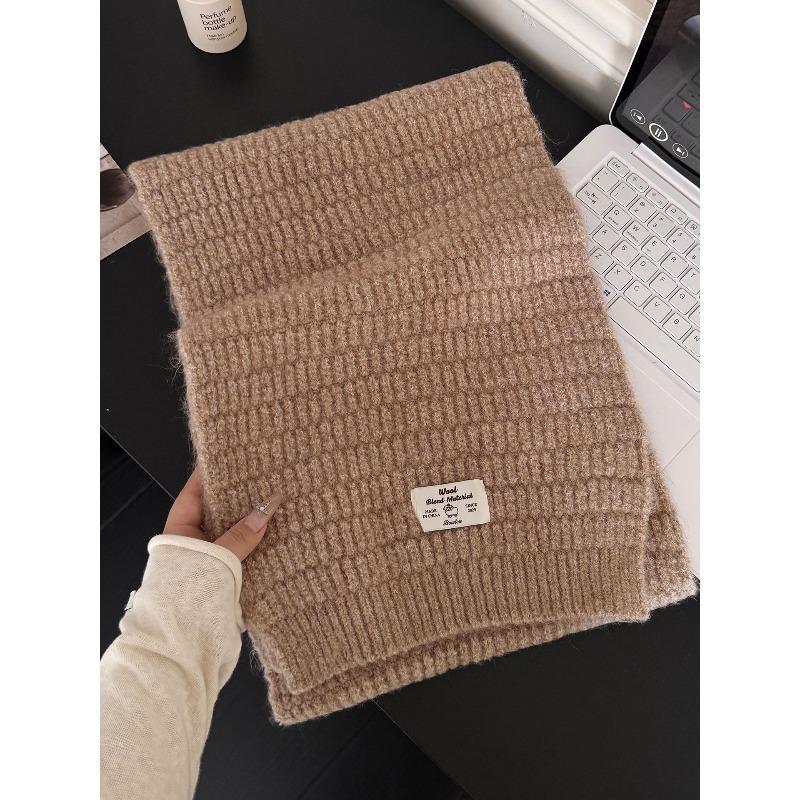 Korean Autumn and Winter New High Quality Wool Blended Knitted Scarf for Women Warm and Versatile Couple Atmosphere Scarf